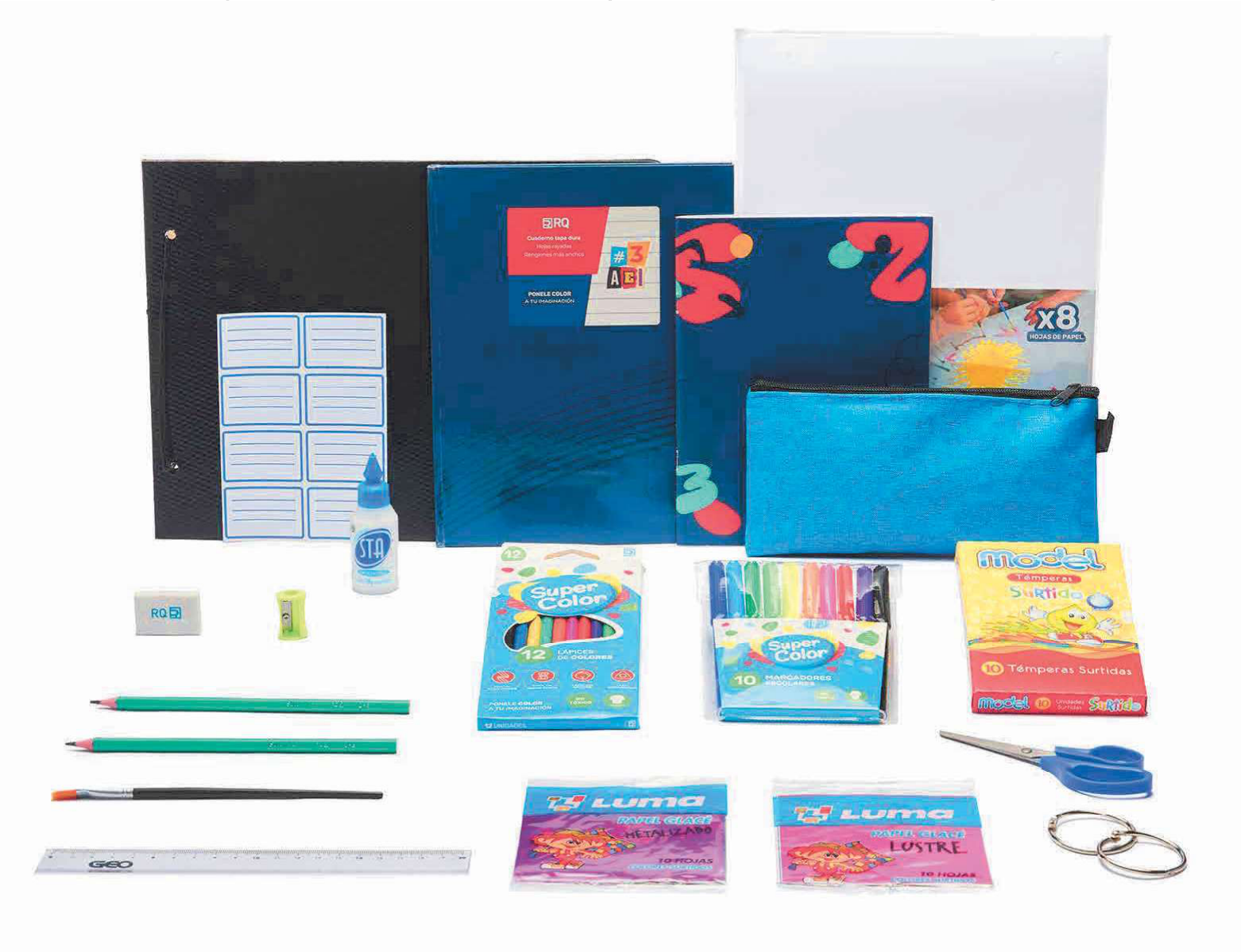Artículos de librería del kit escolar 1.º a 3.º