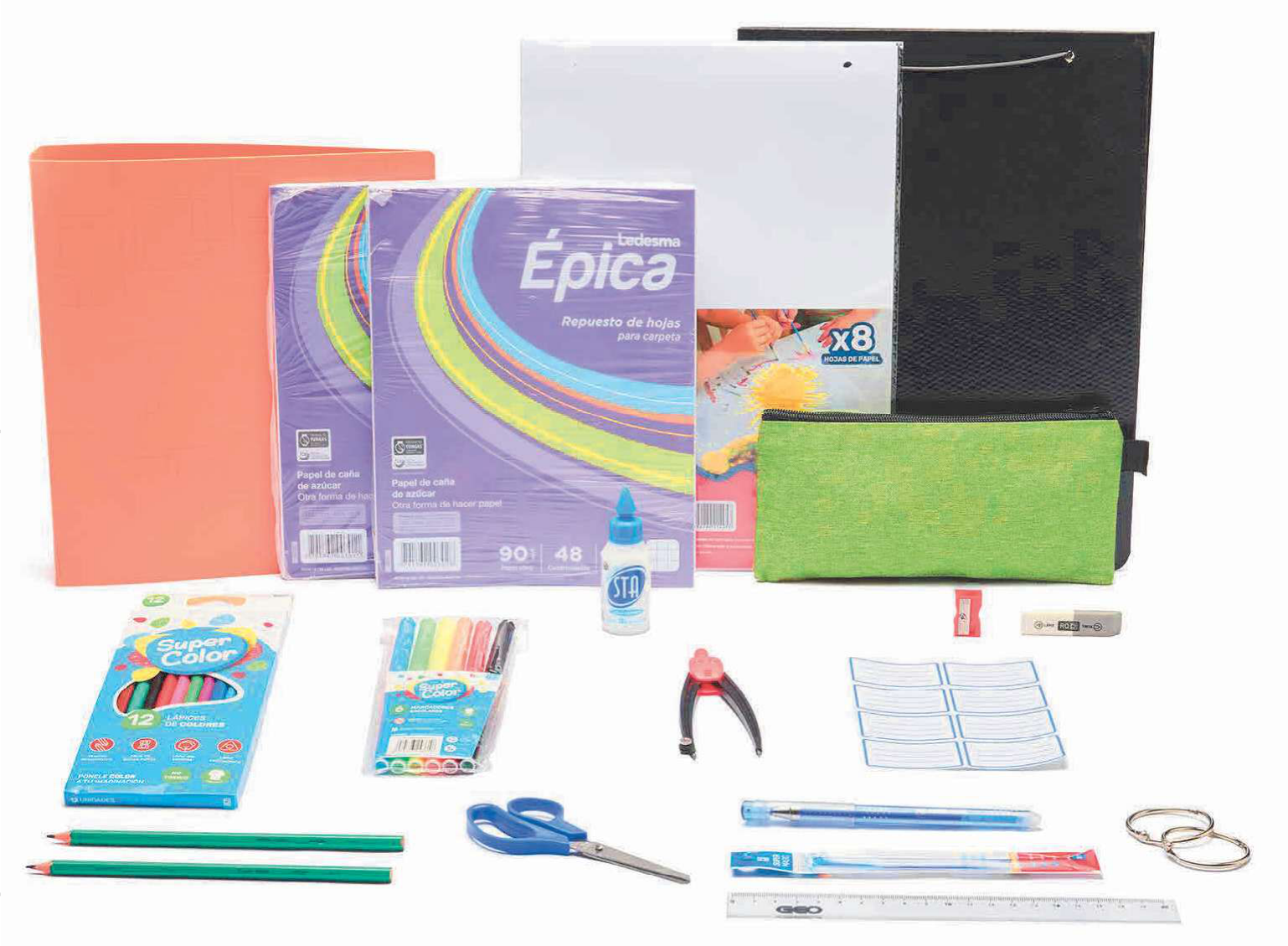 Artículos de librería del kit escolar 4.º a 6.º