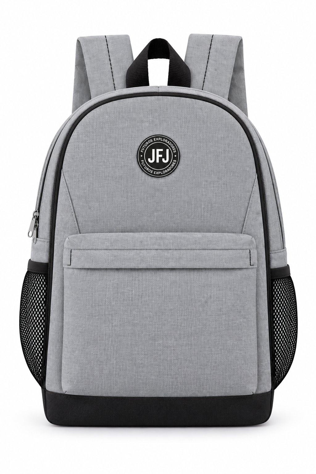 Mochila JFJ gris, espalda con correas