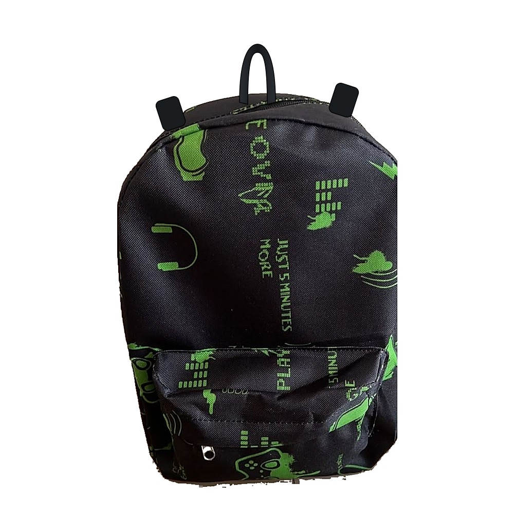Mochila JFJ infantil, diseño gamer negro y verde